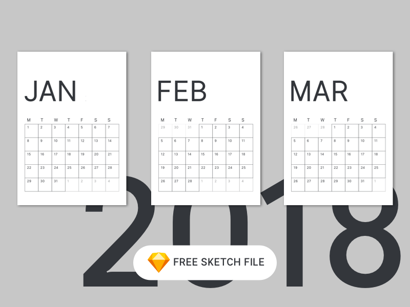 Minimalist 2018 Calendar  Mockuplove